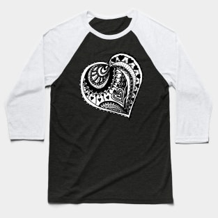 Valentine Heart Aussie Tangle Black & White Baseball T-Shirt